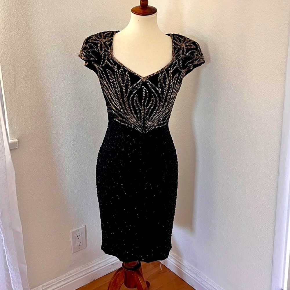 Vintage Black Sequin Dress ||  Great Gatsby Roaring 20s Inspired